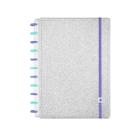 Caderno Inteligente Lets Glitter Silver Prata Ci Tamanho Grande de Disco 80 Folhas