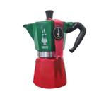 Cafeteira Bialetti Itália Moka Express Importada Italiana 06 Xícaras de café Verde e Vermelha Alumínio Indução e Fogão