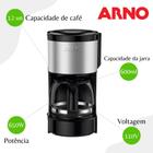 Cafeteira Elétrica Arno Perfectta Inox CFPI 12 Xícaras - Preto - 110v