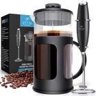 Cafeteira French Press Premium com Batedor de Leite e Filtro Fino - Conjunto Completo