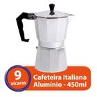 Cafeteira Italiana Moka 9 Xícaras Alumínio Premium 450ml Café Express Top
