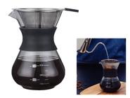 Cafeteira tipo jarra vidro 400ml com coador inox e anel silicone café Barista