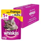 Caixa 20un Ração Úmida Whiskas Sachê Gatos Adultos Frango Ao Molho 85g