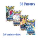 Caixa 36 pacotes de Figurinha Pokémon Espada e Escudo Tempestade Prateada (216 Cartas)