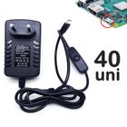 Caixa 40 Fontes Micro Usb Para Raspberry Pi3 5v 3a Liga Desliga Bivolt U1001