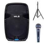 Caixa Acústica WLS J12 PRO Ativa + Pedestal + Microfone