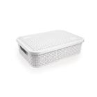 Caixa Cesto Organizador Rattan Tampa Baixa G 7 Lt Branco - NITRON