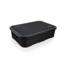 Caixa Cesto Organizador Rattan Tampa Baixa G 7 Lt Preto - NITRON