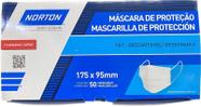 Caixa com 50 mascaras descartaveis tnt 3 camadas norton