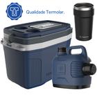 Caixa Cooler Térmico Azul 20L + Garrafão 5L + Copo Inox Preto 500ml Termolar