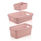 Caixa Cube Organizadora 3 Peças Rosa Quartzo Kte 005 Ou - Martiplast