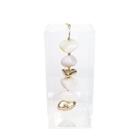 Caixa de Acrílico Decorativa Com Pedra Quartzo Branco e Dourado Rolado M - Charm Decor Stones