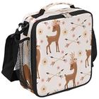 Caixa de almoço de veado animal para crianças Flor saco de almoço floral para meninas meninos isolado freezable lunchbox com alça de ombro ajustável, saco mais fresco para a escola, viagem, piquenique, praia