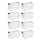 Caixa de armazenamento Sterilite 70 Qt Ultra Latch Clear, pacote com 8