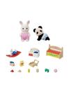 Caixa de brinquedos - bebê coelho e panda sylvanian families