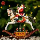 Caixa de Música Papai Noel no Cavalo Toy com Luz - 35cm