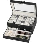 Caixa de relógio Voova Jewelry Organizer com 12 slots em couro PU