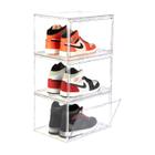 Caixa de Sapatos BBYB Empilhável com Tampa Frontal - Pacote com 3 Unidades Transparentes