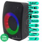 Caixa de Som 10W RMS Luzes RGB Rádio MP3 FM Bluetooth Entrada Microfone Micro SD Auxiliar D3140