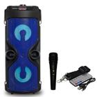 Caixa De Som 16W Radio FM Bluetooth USB Com Microfone TF Azul
