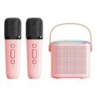 Caixa De Som Bluetooth Karaoke Portatil C/ 2 Microfones Rosa