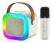Caixa de Som Bluetooth Karaokê Portátil com Microfone Sem Fio e LED RGB Voz Poderosa