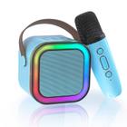 Caixa de som com microfone, Alto-falante Bluetooth Karaoke com Microfone, Luzes LED Azul