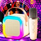 Caixa de Som Karaokê Portátil Bluetooth Microfone Sem Fio Com LED RGB