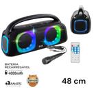 Caixa de Som Portátil Boombox gigante 48cm 1 ano de Garantia Mega potência com microfone Rádio FM BT - BAK