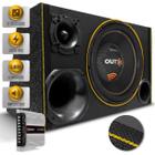 Caixa De Som Trio Automotivo Bomber 1100w Subwoofer 12 Pol Outdoor + Módulo Taramps Ts400 Led Neon