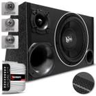 Caixa De Som Trio Automotivo Shutt 800w RMS Subwoofer 12 Pol Beatz LED Neon Dutada Carro Pancadão