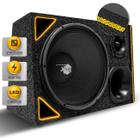 Caixa De Som Trio Automotivo Shutt Woofer Xplode 12 Polegadas 400w RMS Duto Régua LED Neon