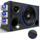 Caixa De Som Trio Automotivo Subwoofer Shutt Beatz 12 Polegadas 400w LED Grave Bate Forte