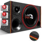 Caixa De Som Trio Automotivo Subwoofer Shutt Ripper 12 Polegadas 800w LED Grave Bate Forte