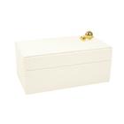 Caixa Decorativa em MDF Com Revestimento Off White em Pu Com Esfera Dourada 16x18,5x12,5cm 