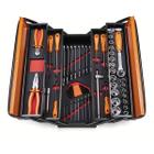 Caixa ferramenta 5 gaveta montada com 57 peças preta e laranja tramontina 44952957