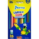 Caixa Lapis Cor Triangular Norma 36 Cores C/apontador Waleu