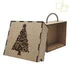 Caixa Maleta em MDF com Alça e Decoração Artesanal Presente Natal 14x12x5