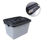 Caixa Organizador Container De Plastico Cinza Com Tampa Preta Com Alca E Trava N4 38,2L - Plasnew