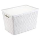 Caixa Organizadora Branca Rattan Com Tampa 50 Litros - plasnorthon