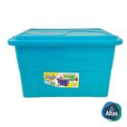 Caixa organizadora colorida com tampa, trava e empilhavel - 70 litros - 904