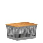 Caixa Organizadora com Tampa De Bambu OU Grid Cinza 39X23X15CM