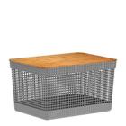 Caixa Organizadora com Tampa De Bambu OU Grid Cinza 39X29X22CM