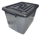 Caixa Organizadora Container Cinza E Preto 77l C/ 4 Rodinhas