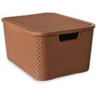 Caixa Organizadora De Plástico Rattan 30Cm 7,8 Litros Marrom