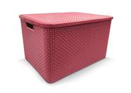 Caixa Organizadora Decorativa Rattan Com Tampa 7 Litros Rosa