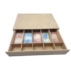 Caixa Organizadora Dinheiro Porta Moedas e Cédulas MDF com gaveta cofrinho cofre