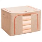 Caixa Organizadora Dobrável 66L com Tampa e Zíper Ideal Armazenar Roupas Edredons Toalhas e Closet Guarda Roupa Com Alça