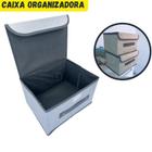 Caixa Organizadora Multiuso Para Armário Guarda Roupa Infantil Box Container Bebê Ferramentas Parafuso Cinza Decorativa