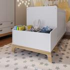 Caixa Organizadora Para Brinquedos e Livros Infantil Multiuso Pés Marrom Madeira Design Retrô Branco